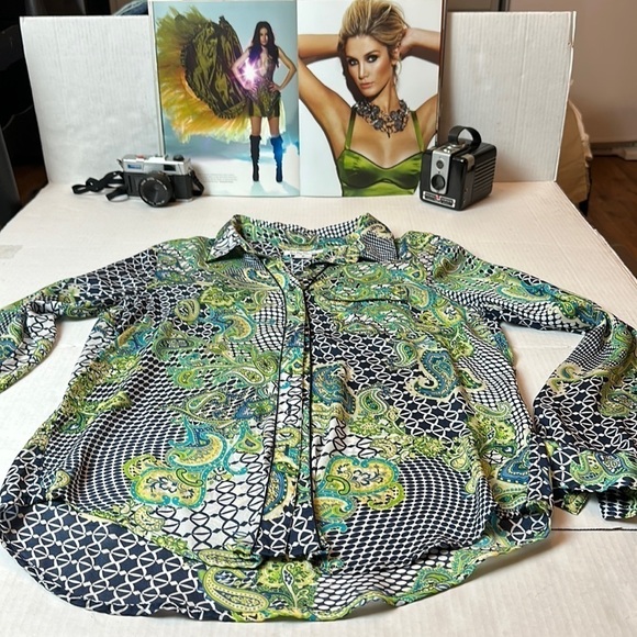 Liz Claiborne sheer button down blouse - Picture 1 of 10